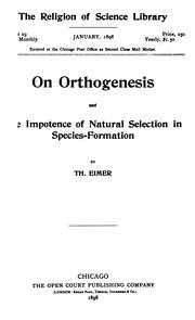 Cover of: On Orthogenesis: And the Impotence of Natural Selection in Species Formation by Gustav Heinrich Theodor Eimer