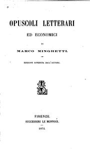 Cover of: Opuscoli letterari ed economici: Ed.riveduta dall'autore