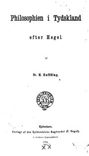 Cover of: Philosophien i Tydskland efter Hegel by Harald Høffding