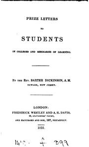 Cover of: Prize letters to students in colleges and seminaries of learning