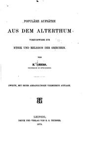 Cover of: Populäre Aufsätze aus dem Alterthum vorzugsweise zur Ethik und Religion der ...