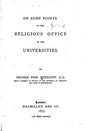 Cover of: On Some Points in the Religious Office of the Universities