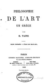 Cover of: Philosophie de l'art en Grèce: leçons professées à l'École des Beaux-Arts by Hippolyte Taine