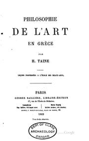 Cover of: Philosophie de l'art en Grèce: leçons professées à l'École des Beaux-Arts