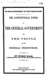 Cover of: On the Government of the Territories: The Constitutional Power of the ...