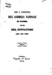 Cover of: Per l'apertura dell'Assemblea nazionale di Parma: discorso