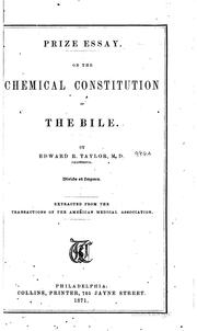 Cover of: On the Chemical Constitution of the Bile