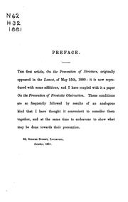 Cover of: The Prevention of stricture, and of prostatic obstruction by Reginald Harrison