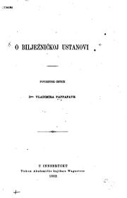 Cover of: O bilježničkoj ustanovi