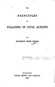 Cover of: The Principles of Pleading in Civil Actions