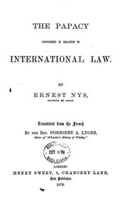 Cover of: The Papacy Considered in Relation to International Law