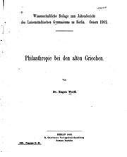 Cover of: Philanthropie bei den alten Griechen: Wiss. Beilage zum Jahresbericht d ...