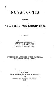 Cover of: Nova-Scotia Considered as a Field for Emigration
