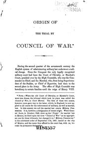 Cover of: Observations on the Origin of the Trial by Council of War Or the Present ...