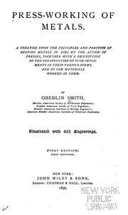 Cover of: Press-working of Metals by Oberlin Smith