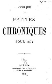 Cover of: Petites Chroniques Pour 1877
