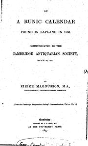 Cover of: On a Runic Calendar Found in Lapland in 1866: Communicated to the Cambridge ...