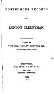 Cover of: Posthumous Records of a London Clergyman
