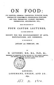 Cover of: On food: the substance of 4 Cantor lectures | Henry Letheby