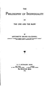 Cover of: The Philosophy of Individuality: Or, The One and the Many by Antoinette Louisa Brown Blackwell