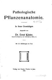 Cover of: Pathologische Pflanzenanatomie: Mit 121 Abbildungen im Text