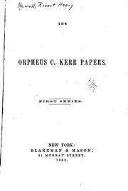 Cover of: The Orpheus C. Kerr [pseud.] Papers. ...