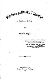 Cover of: Nordens politiske Digtning 1789-1804.