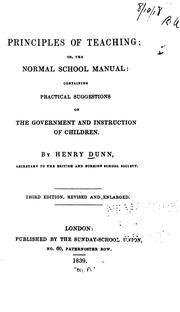 Cover of: Principles of Teaching: Or, The Normal School Manual : Containing Practical Suggestions on the ...