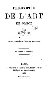 Cover of: Philosophie de l'art en Gréce by Hippolyte Taine
