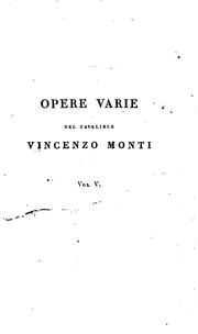 Cover of: Opere Varie by Vincenzo Monti, Vincenzo Monti