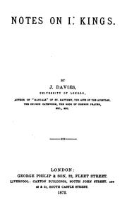 Cover of: Notes on i. (ii.) Kings by James Davies, James Davies