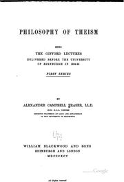 Cover of: Philosophy of Theism: Being the Gifford Lectures Delivered Before the ...
