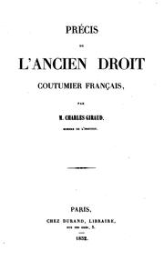 Cover of: Précis de l'ancien droit coutumier français