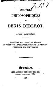 Cover of: Oeuvres philosphiques de Denis Diderot: Tome premier -- [sixième]. ...