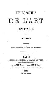 Cover of: Philosophie de l'art en Italie by Hippolyte Taine