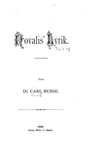 Cover of: Novalis' Lyrik