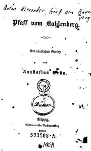 Cover of: Pfaff von Kahlenberg: Ein ländiches Gedicht