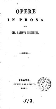 Cover of: Opere in prosa by Giovanni Battista Niccolini