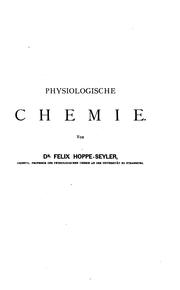 Cover of: Physiologische Chemie v. 1-4, 1877-81