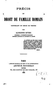 Cover of: Précis du droit de famille romain contenant un choix de textes