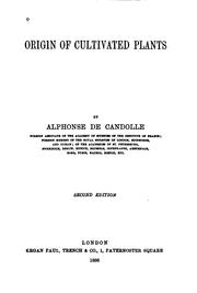 Cover of: Origin of Cultivated Plants by Alphonse de Candolle