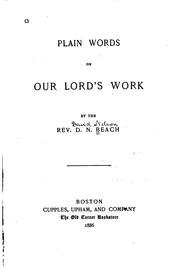 Cover of: Plain Words on Our Lord's Work by David Nelson Beach