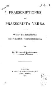 Cover of: Praescriptiones und Praescripta verba