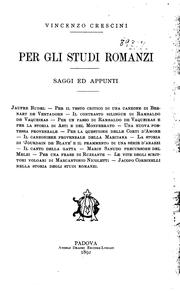 Cover of: Per gli studi romanzi: saggi ed appunti ...