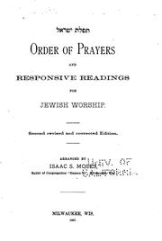 Cover of: Order of Prayers and Responsive Readings for Jewish Worship
