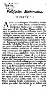 Cover of: Praelectiones physico-mathematicae Cantabrigiae in acholis publicis habitae: Quibus philosophia ...