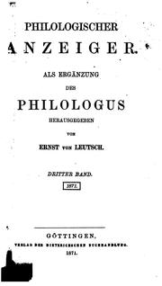 Cover of: Philologischer Anzeiger