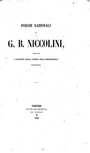 Cover of: Poesie nazionali by Giovanni Battista Niccolini