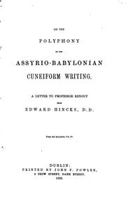 Cover of: On the Polyphony of the Assyrio-Babylonian Cuneiform Writing: A Letter to Professot Renouf