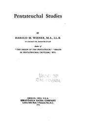 Pentateuchal studies by Harold Marcus Wiener